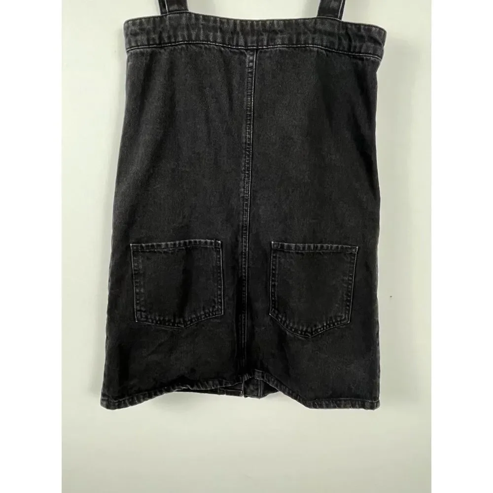 Urban Outfitters Denim Overall Black Jean Button Front Dress Size Small - Picture 7 of 8